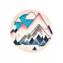 mountains and waterfall  tattoo design idea