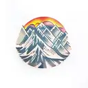 mountains and waterfall  tattoo design idea