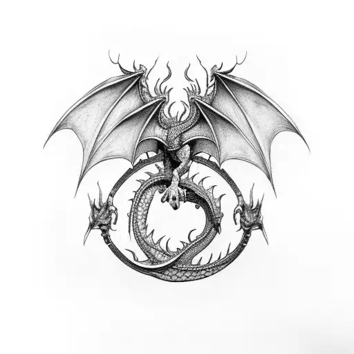 Dragon on back red and black to represent two brothers tattoo design idea