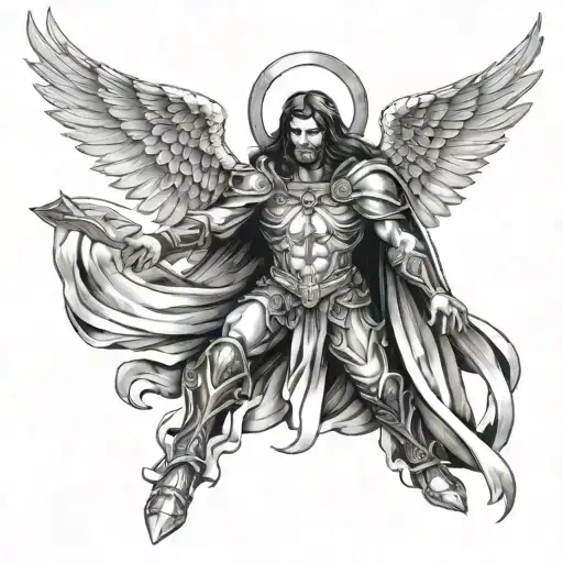 azrael male angel tattoo design idea