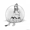 elf with striped socks and hat sitting on a pumpkin  tattoo design idea