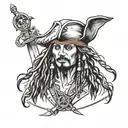jack sparrow fine line tattoo design idea
