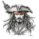 jack sparrow fine line tattoo design idea
