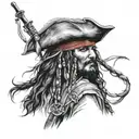 jack sparrow fine line tattoo design idea