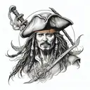 jack sparrow fine line tattoo design idea