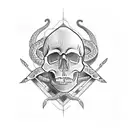 skull with snake and pentagram tattoo design idea