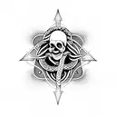 skull with snake and pentagram tattoo design idea