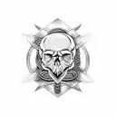 skull with snake and pentagram tattoo design idea