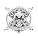skull with snake and pentagram tattoo design idea