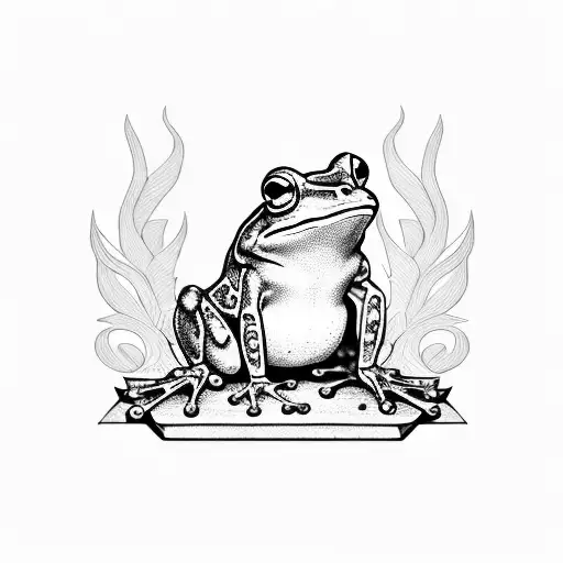 frog on a tombstone  tattoo design idea