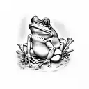 frog on a tombstone  tattoo design idea