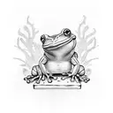 frog on a tombstone  tattoo design idea