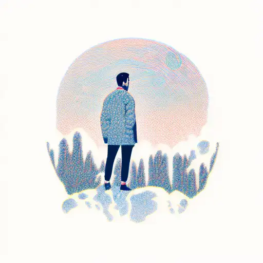 man standing under the moon  tattoo design idea
