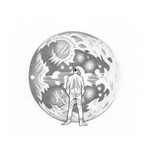 man standing under the moon  tattoo design idea