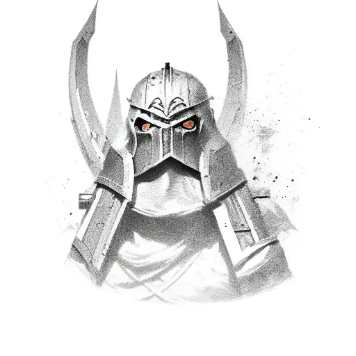 standing rugged crusader bloody tattoo design idea