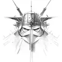 battle torn crusader posed tattoo design idea