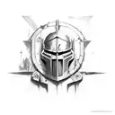 battle torn crusader posed tattoo design idea