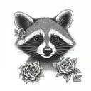 raccoon holding flower tattoo tattoo design idea