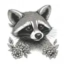 raccoon holding flower tattoo tattoo design idea