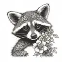 raccoon holding flower tattoo tattoo design idea