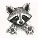 raccoon holding flower tattoo tattoo design idea