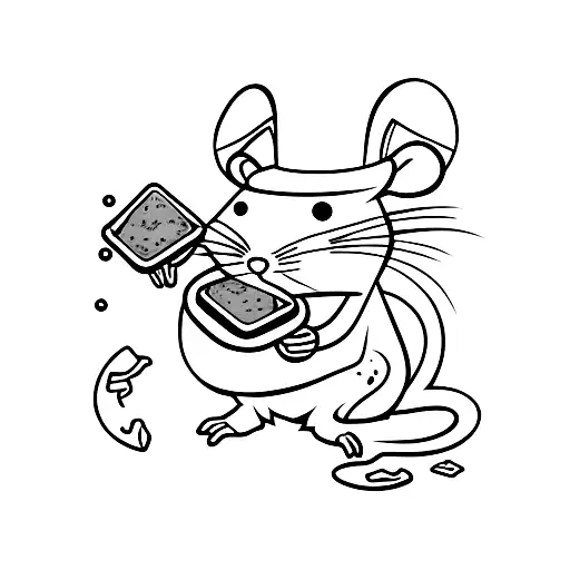 small cute rat holding cheese  tattoo design idea