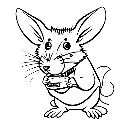 small rat holding cheese  tattoo design idea