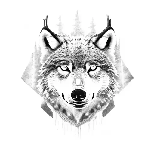 a wolf and a bear and a lynx and a deer tattoo design idea