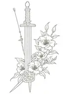 pirate sword spine tattoo with flowers tattoo design idea
