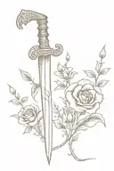 pirate sword spine tattoo with flowers tattoo design idea