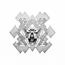 Rammstein logo in trash polka style  tattoo design idea