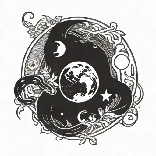 virgo earth on snake year and gemini moon tattoo design idea