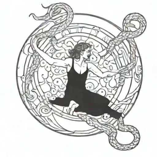 virgo earth man and snake and gemini moon tattoo design idea