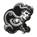 virgo man with earth and snake tattoo design idea