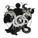 virgo man with earth and snake tattoo design idea