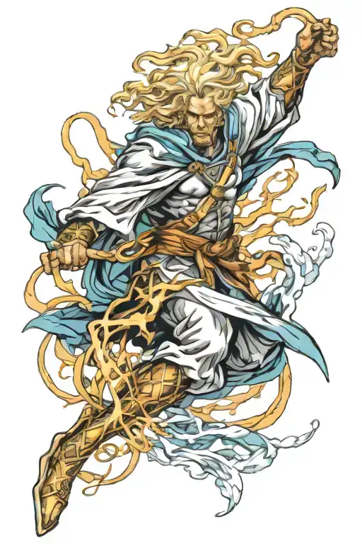 7 mixed with a flash of zeus and raiden tattoo design idea