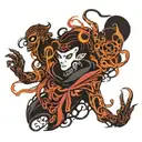 shadow figure with multiple arms tattoo design idea