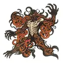 shadow figure with multiple arms tattoo design idea