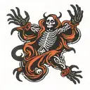 shadow figure with multiple arms tattoo design idea