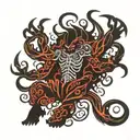 shadow figure with multiple arms tattoo design idea