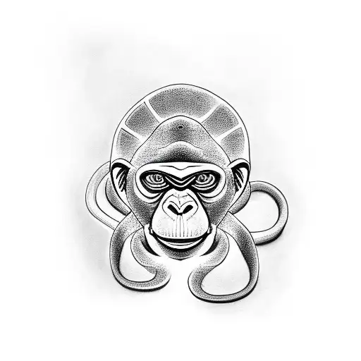 monkey with a snake tattoo design idea