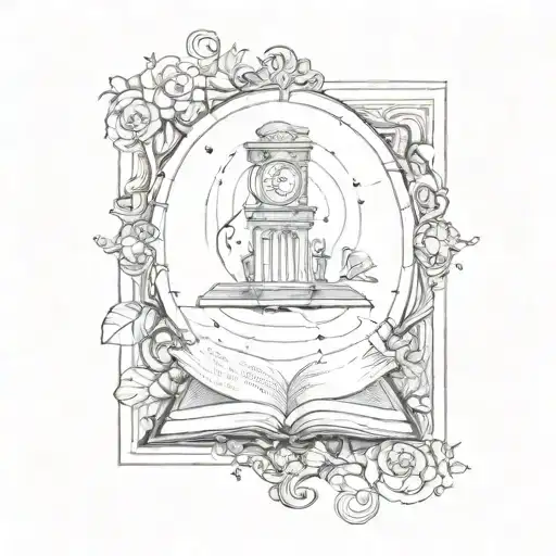 tattoo with references to books, music, silence, stillness tattoo design idea