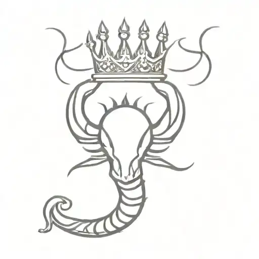 scorpion with a king's crown on its head tattoo design idea