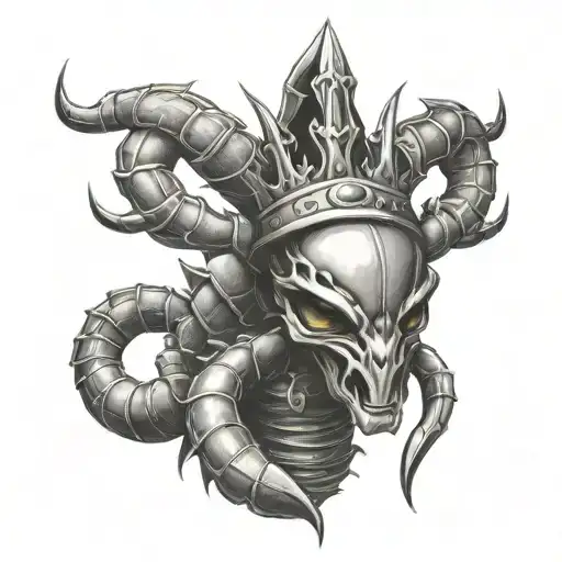 scorpion with a king's crown on its head tattoo design idea