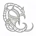 scorpion with a king's crown and a ninja mask tattoo design idea