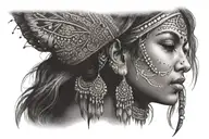 indian woman face tattoo design idea