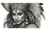 indian woman face tattoo design idea