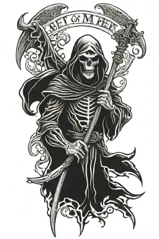 Grim reaper "bet on me" written tattoo design idea