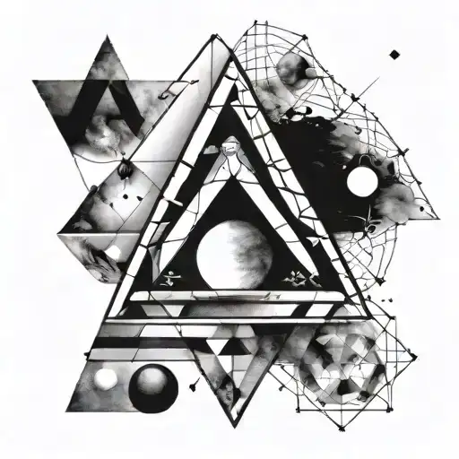 A geometric design incorporating a V shape, a triangle, and elements of space tattoo design idea