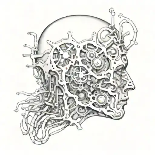 head surrounded bio mechanical tattoo design idea